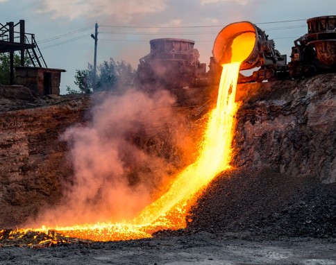 burning lava pouring out of bucket