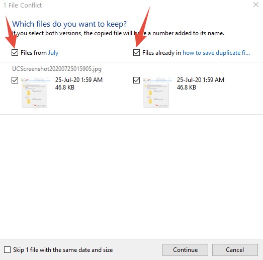 how to save duplicate files