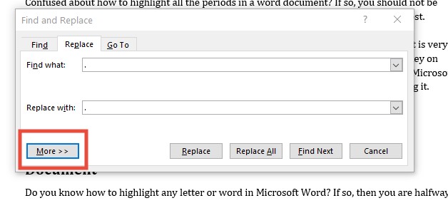 How to Highlight All the Periods in a Word Document