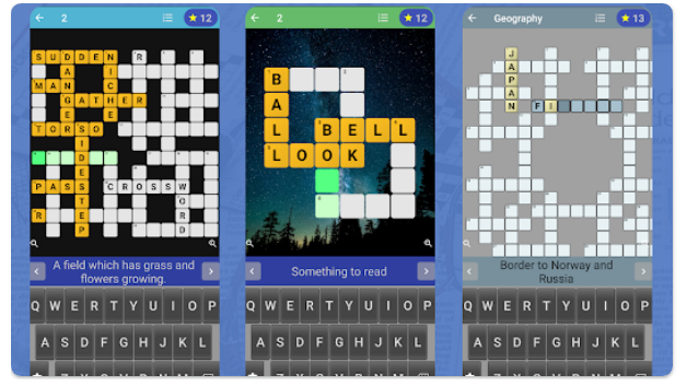 english crossword puzzle app screenshot