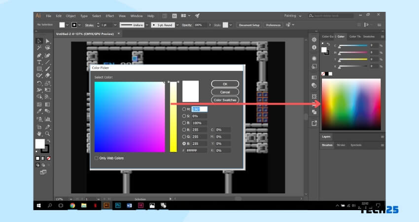 using the color picker tool to change color in adobe illustrator 